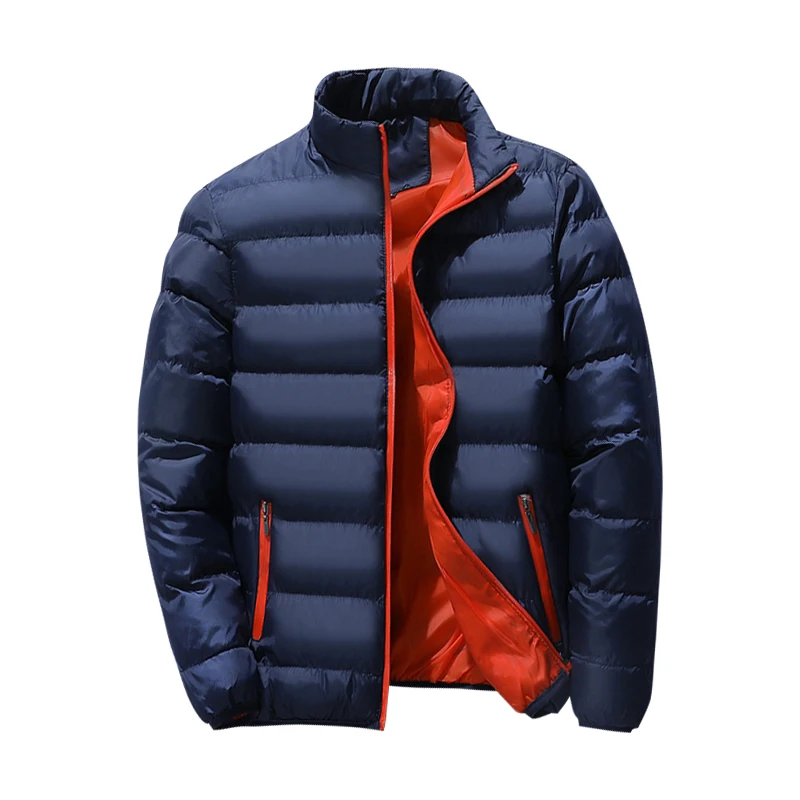 2021 New Men Winter Warm Jacket Coat Casual Autumn Stand Collar Thick Parkas Male Fashion Zipper Cotton Jackets Oversize