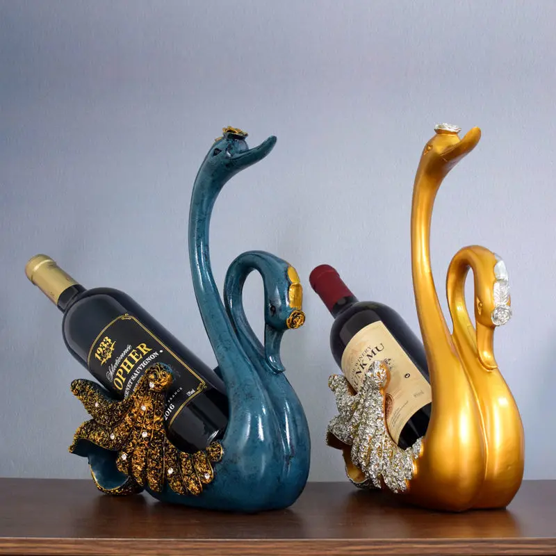 Creative Crafts Resin Red Wine Holder Frame Swan Horse Deer Antlers Room Decoration Cattle Porcelain Animal Figurines |