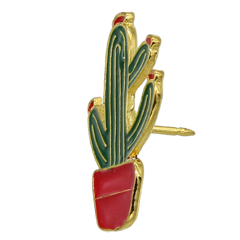 Разноцветные эмалированные булавки в горшке с изображением кактуса кошки броши
