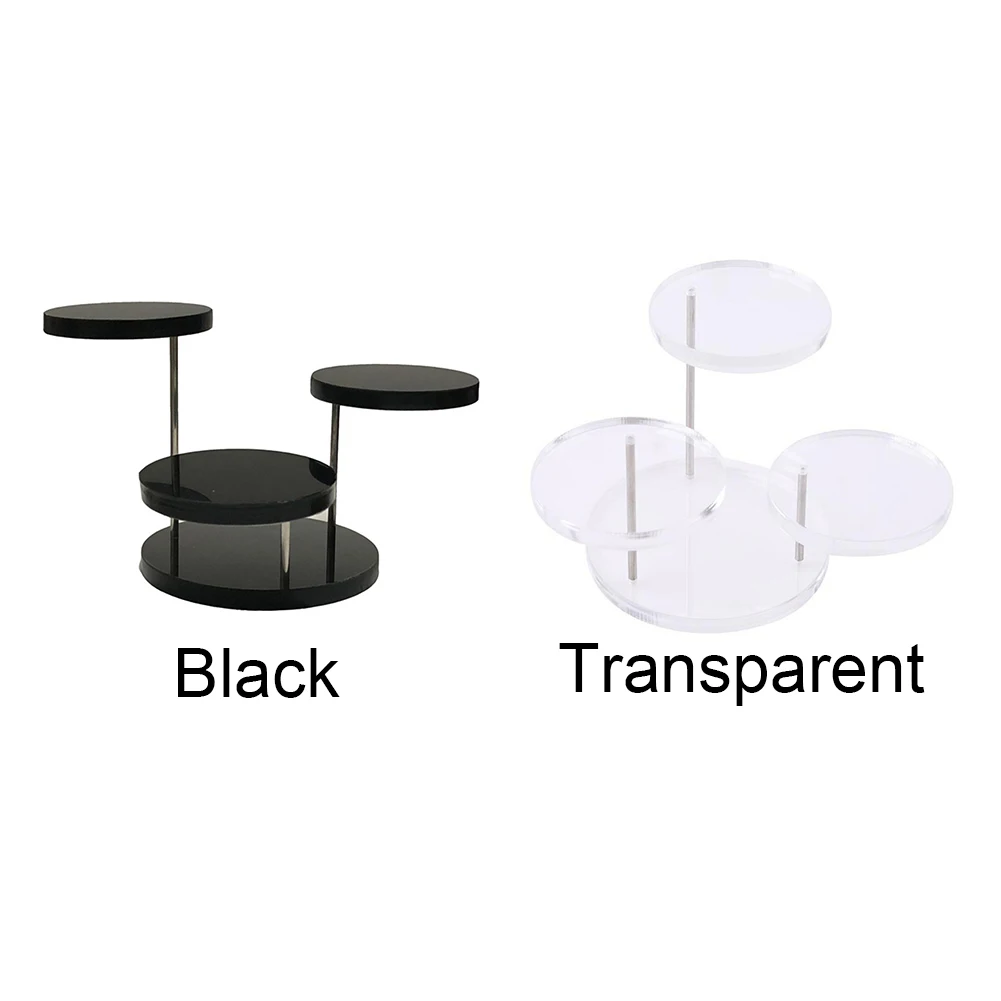 

3 Layers Acrylic Holder Home Necklace Earring Ring Dresser Jewelry Display Desktop Bracelet Stand Easy Clean Round Plate