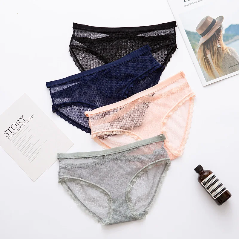 

New Underwear Women's Sexy Panties Fashion Hollow Out Lace Underpants Low Waist Seamless Briefs Female Transparent Lingerie