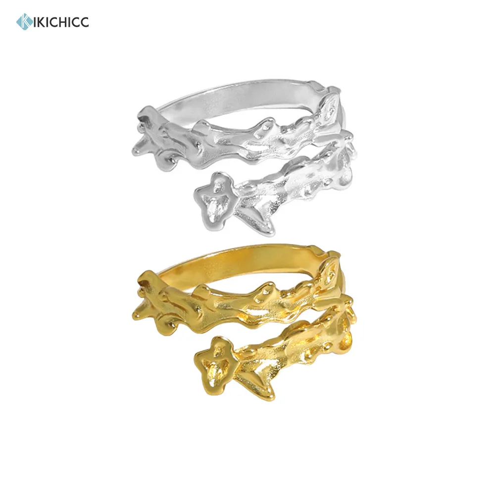 

KIKICHICC 925 стерлингового серебра 2021 Золотой неровный геометрический свадебные кольца, рок, Панк Круг мода подарок вечерние круглые драгоценны...