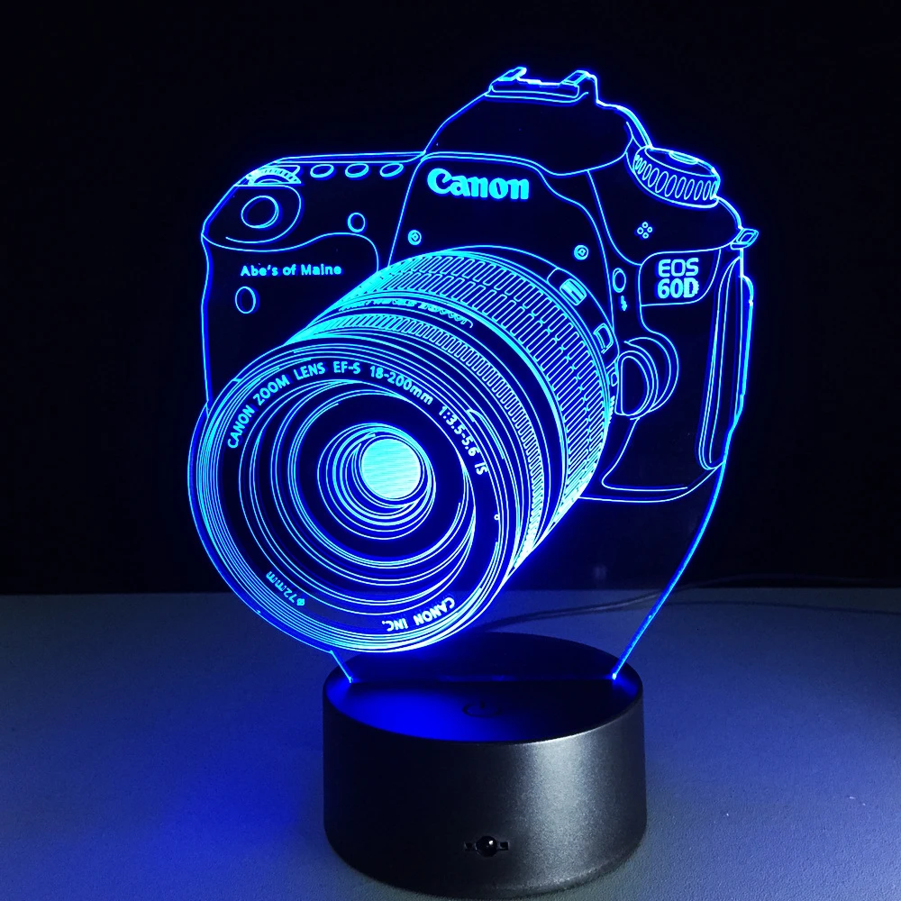 Новинка 3D ночник светильник камера иллюзия 7 цветов сенсорный RGB настольный