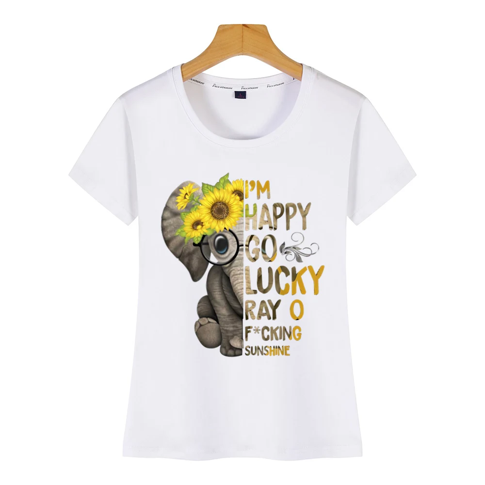 Топы футболка женская im a happy go lucky ray of fcking sunshine сексуальная Harajuku на заказ