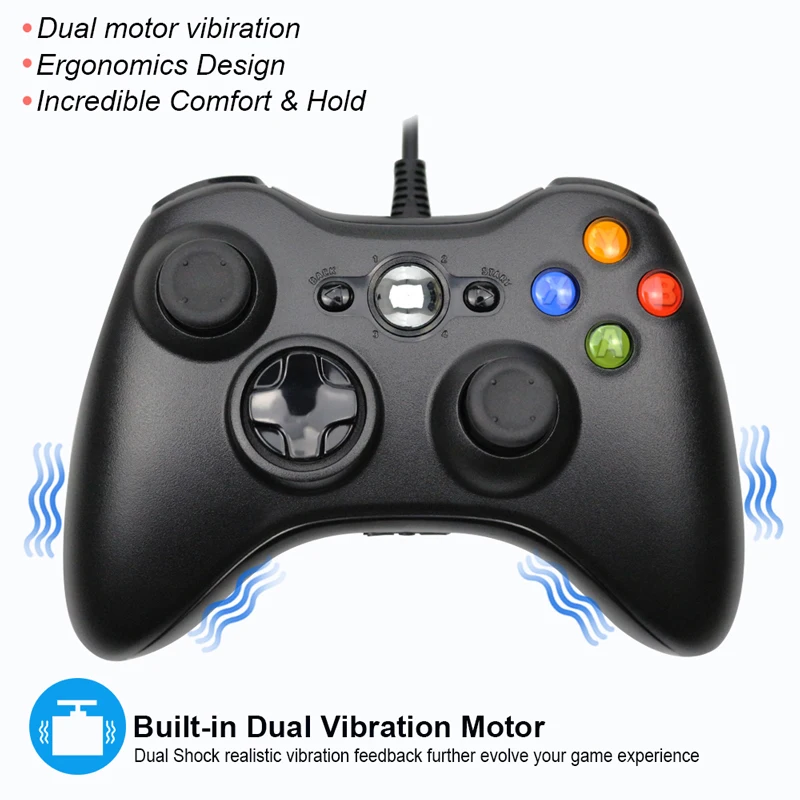 For Xbox 360 USB Wired Gamepad Support Win7/8/10 System Controle Joystick XBOX360 Slim/Fat/E Console Game Controller Joypad | Электроника