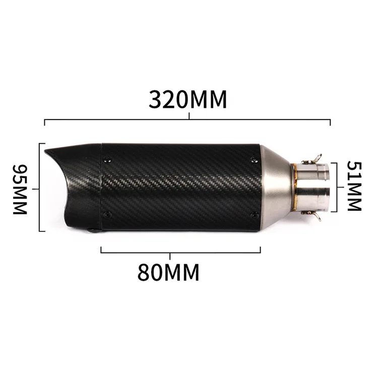 Универсальный 51 мм Глушитель выхлопных газов для мотоцикла модифицированный