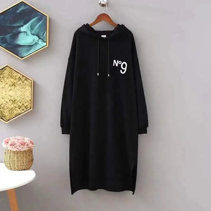 

New Big Large Plus Size Autumn Spring Dress Girls Casual Women Clothes Tops Long Sleeve Hoodies For Teen Lady Long Hoody Dresses