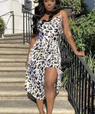 

New Women Fashion Sleeveless Leopard Dress Stylish Irregular Hem Dress For Ladies Female Trend Fashion Dress