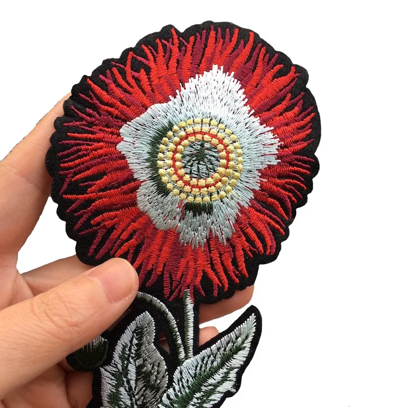 1 пара вышитые нашивки с красными цветами для одежды аппликация утюга модной