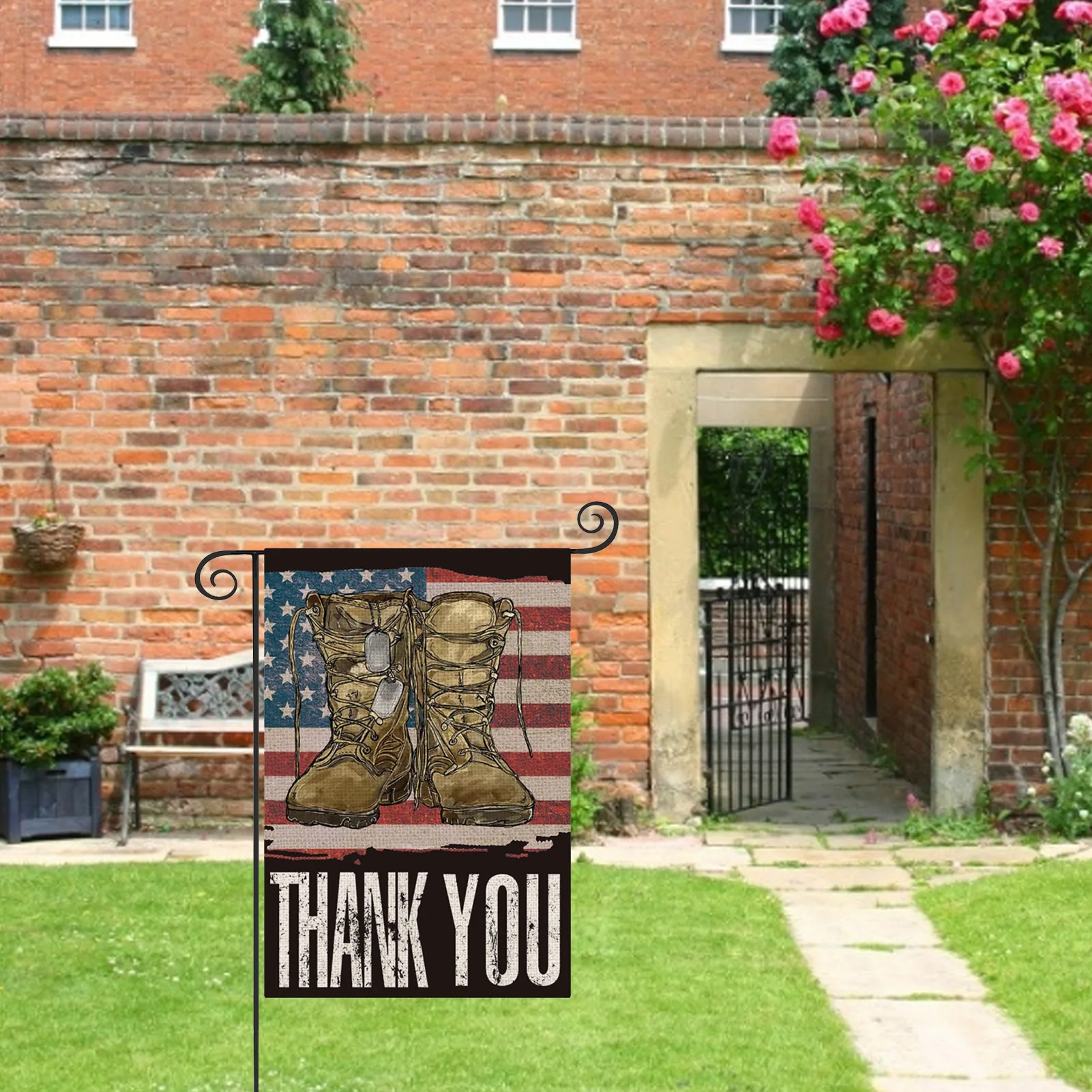 Американский День памяти сапоги спасибо Садовый флаг на открытом воздухе