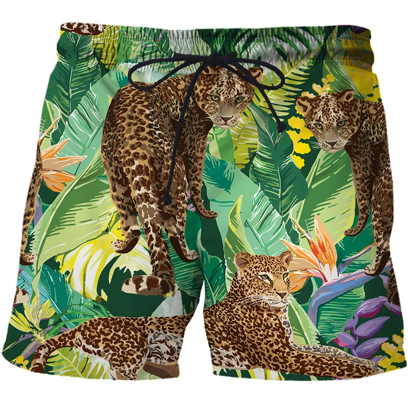 New Summer Mens jungle Shorts 3D Printed Casual Swimming Beach Shorts 2021 Swimsuit Shorts Oversized For Adult Beach Short Pants