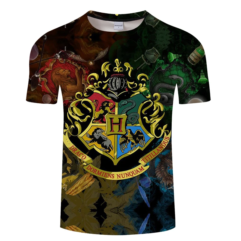 Мужская футболка с коротким рукавом Hogwarts летняя уличная 3D принтом из фильма