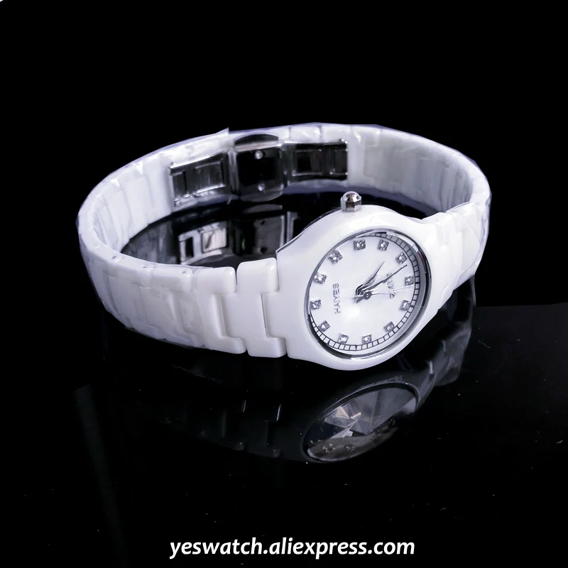 HAIYES белые керамические часы для женщин лучший бренд Роскошные элегантные