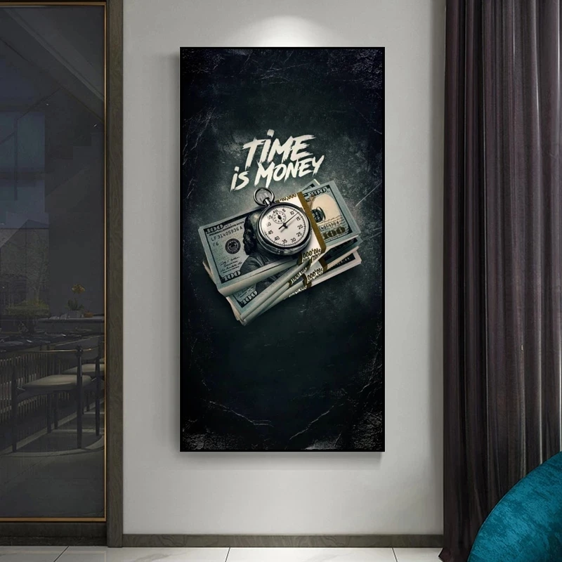 

Vintage Time is Money Art Modular Canvas Painting Posters and Prints Wall Art Pictures for Living Room Home Decor (No Frame)