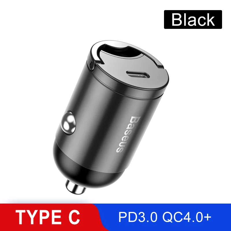 Baseus Quick Charge 4,0 3,0 USB C автомобильное зарядное устройство для huawei P30 Xiaomi Mi9 мобильный телефон QC4.0 QC3.0 type C PD 3,0 Быстрая зарядка автомобиля - Тип штекера: Black Type C