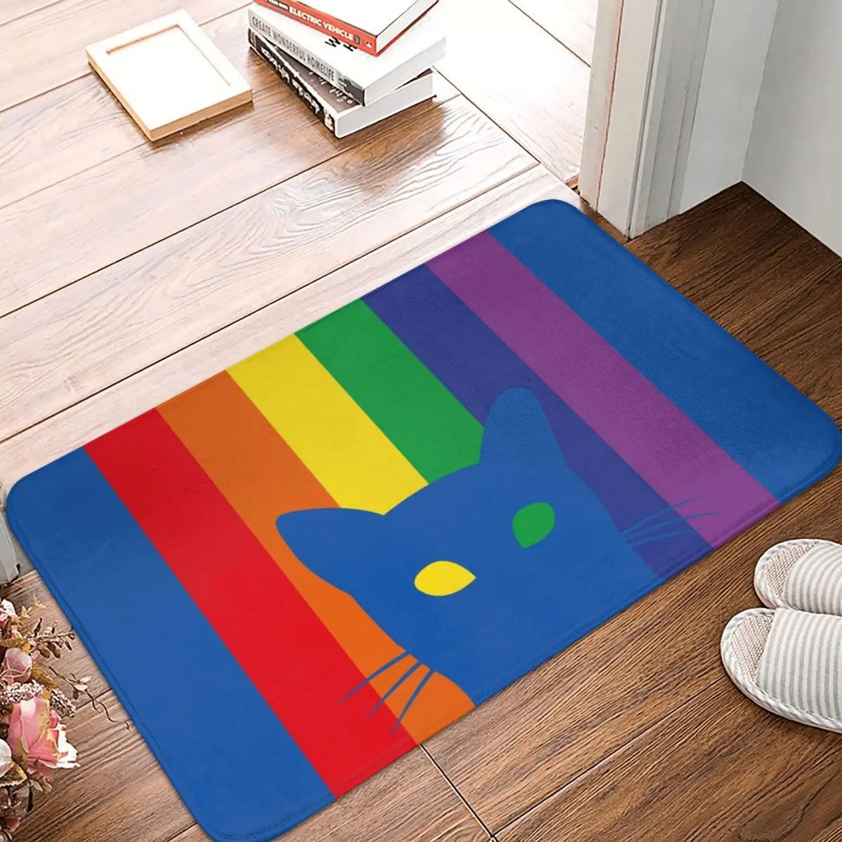 

Cat Rainbow T-shirt Doormat Carpet Mat Rug Polyester PVC Non-Slip Floor Decor Bath Bathroom Kitchen Balcony 40*60