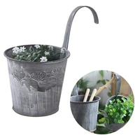 1 pieces of wrought iron hanging flower pot iron barrel flower pot old fashioned metal iron barrel planter balcony fence garden