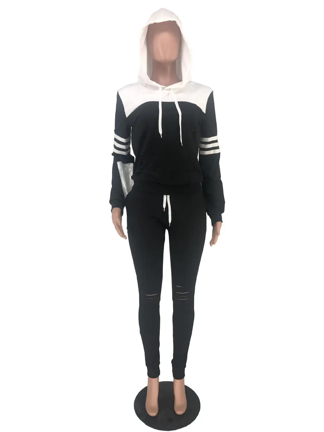 

Autumn winter tracksuit women sets 2 pieces outfits striped long sleeve t-shirt top + high waist sport pants sweatpants suit