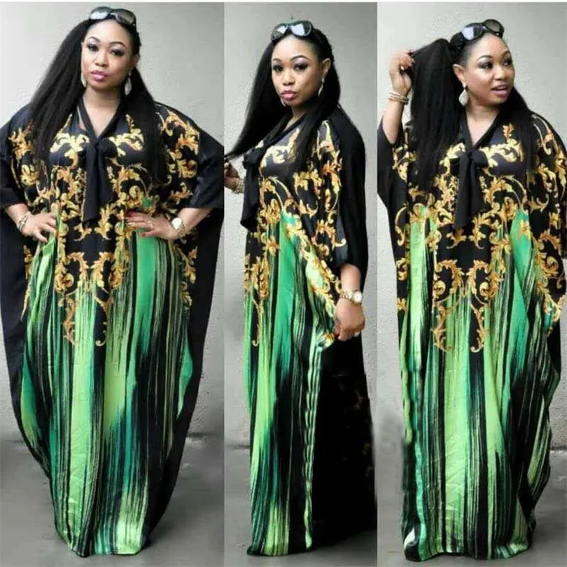 Модные Винтажные африканские платья для женщин с цветочным принтом и рукавами