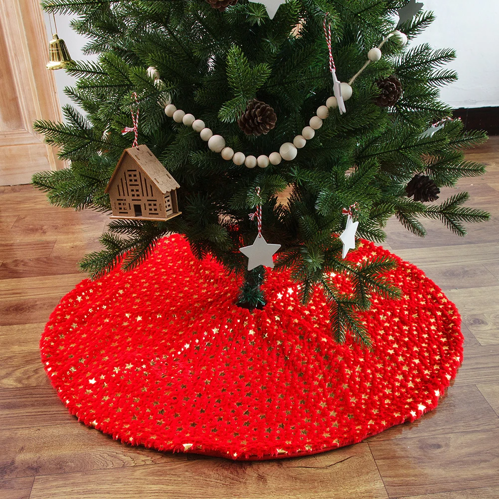 

Star Christmas Tree Skirt Plush Xmas Tree Carpet Floor Mat New Year Decor