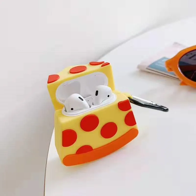 Чехол для наушников Jamular 3D с изображением пиццы Airpods 1 2 силиконовый мягкий чехол