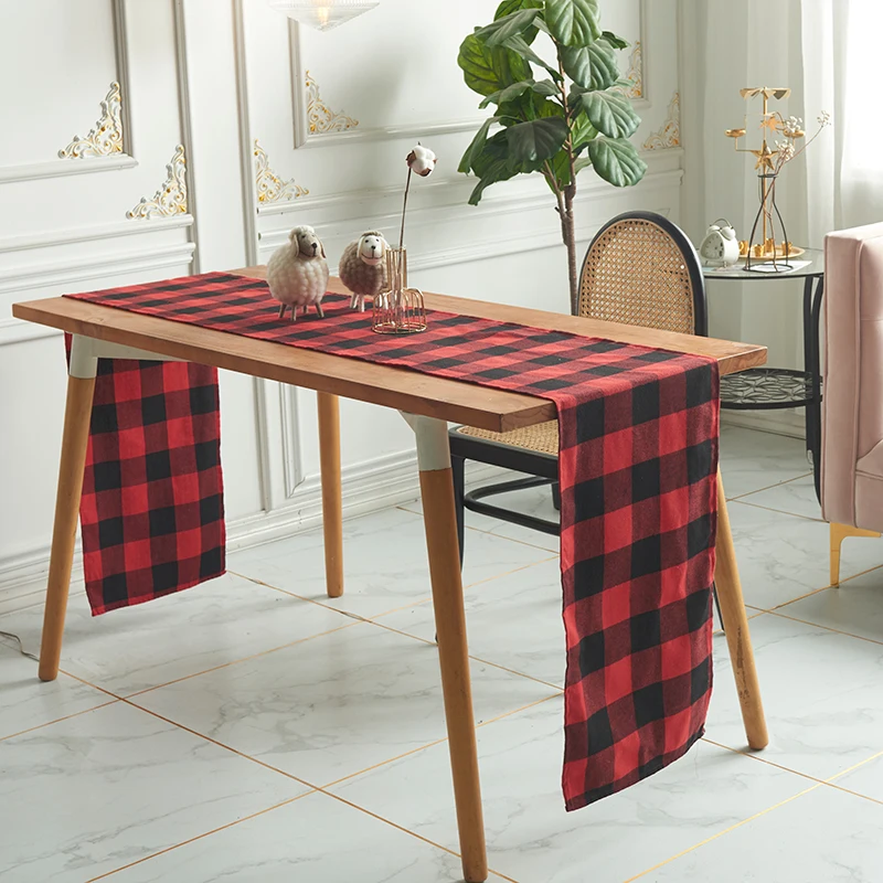 

Grid Tablecloth White & Gray Red & Black Grid Checker Pattern Household Decoration Simple New Style 2021 1 Piece