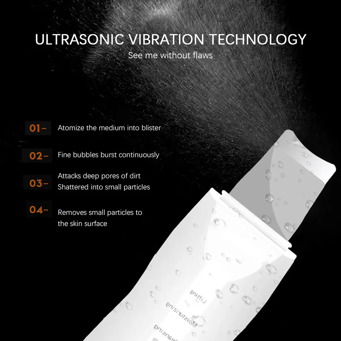 

Ultrasonic Skin Scrubber Deep Facial Cleaning Machine Remove Dirt Blackhead Reduce Wrinkles Spots Facial Ultrasonic Face Peeling