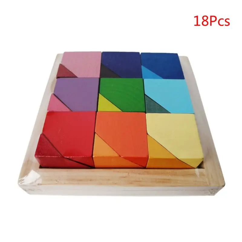 

18 Pcs Children Wooden Colored Stone Stacking Game Building Block Kids Creative Educational Toys