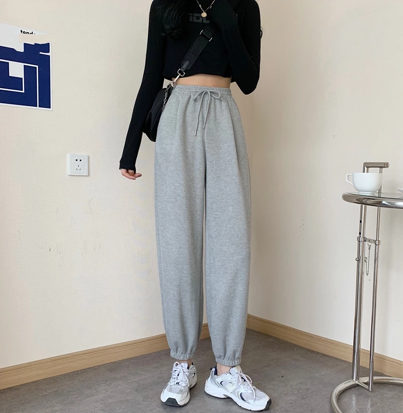 

YTX245 Gray sweatpants women loose leggings pants 2021 new spring all-match trousers high waist slim casual pants