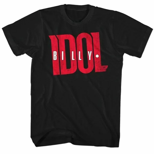 

Billy Idol Mens Short Sleeve T-Shirt Black Idologo Crewneck Graphic Fashion Tee