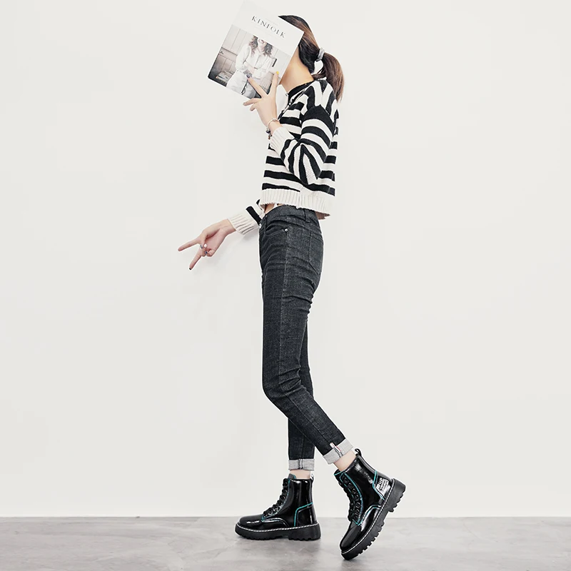 Женские ботинки женские Ботинки Martin высокие ботильоны светильник кожаные со