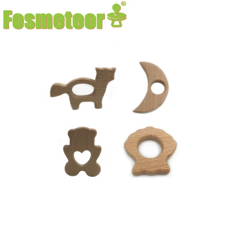 

Fosmeteor 1PCS Baby Teether Animal Wood Rings Unicorn Camera Hedgehog Food Grade Wooden Teether Nursing Pendant Teething Toys