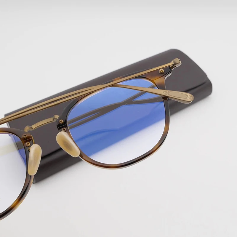 

Titanium Reading Glasses 2021 Newest Wholesale Price Rectangle Brown Gradient Tortoise IP plating Optical Frames Male Man Use