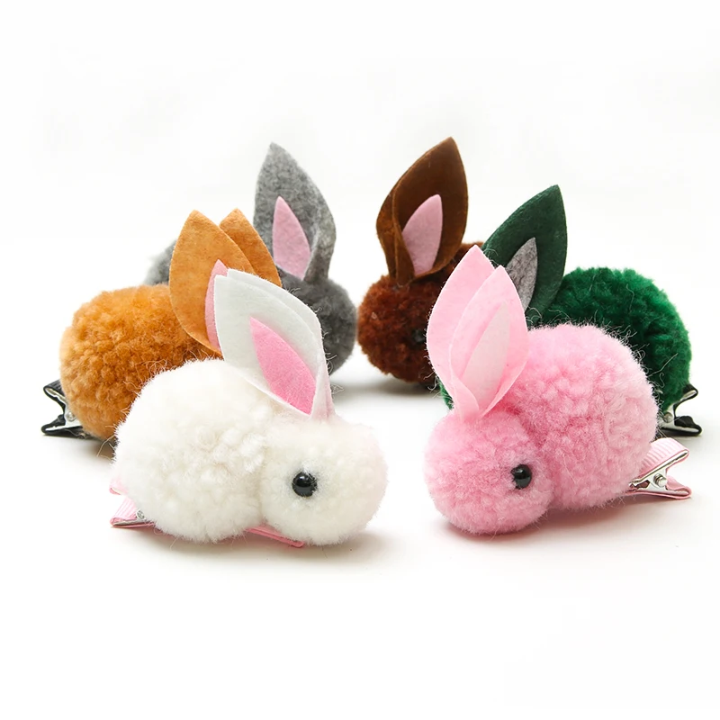 

Cute Hair Ball Rabbit Hair Clip Children's Girl Animal Hairpins Korea Simple Hair Accessories Headwear Barrette Stick Hairpin