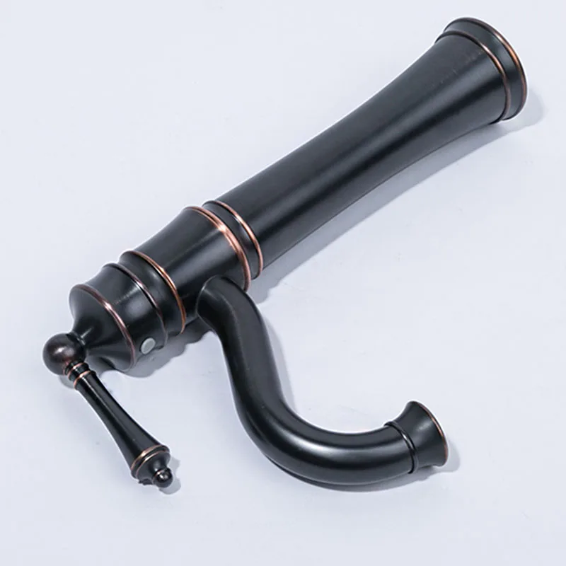 Античный бронзовый смеситель для ванной комнаты раковины с одной ручкой горячей