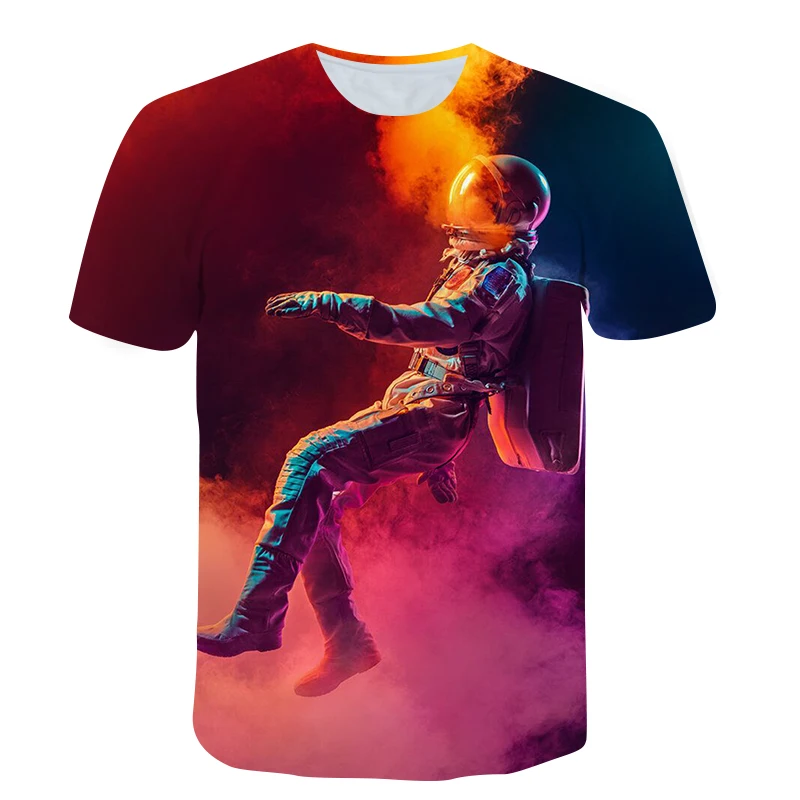 

3D Printing Astronaut Men's T-shirt Summer O-neck Short-Sleeved Shirt Youth Oversized Shirt Casual Fashion Top