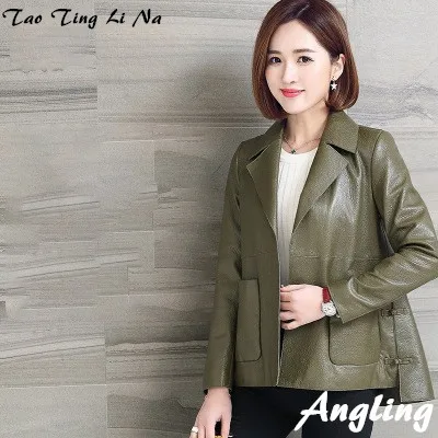 Tao Ting Li Na Women Spring Genuine Real Sheep Leather Jacket R34