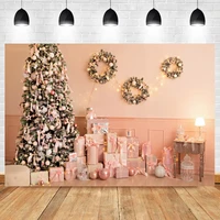 laeacco christmas wreath interior scenic child photography background gifts pink balls baby portrait photocall backdrop poster