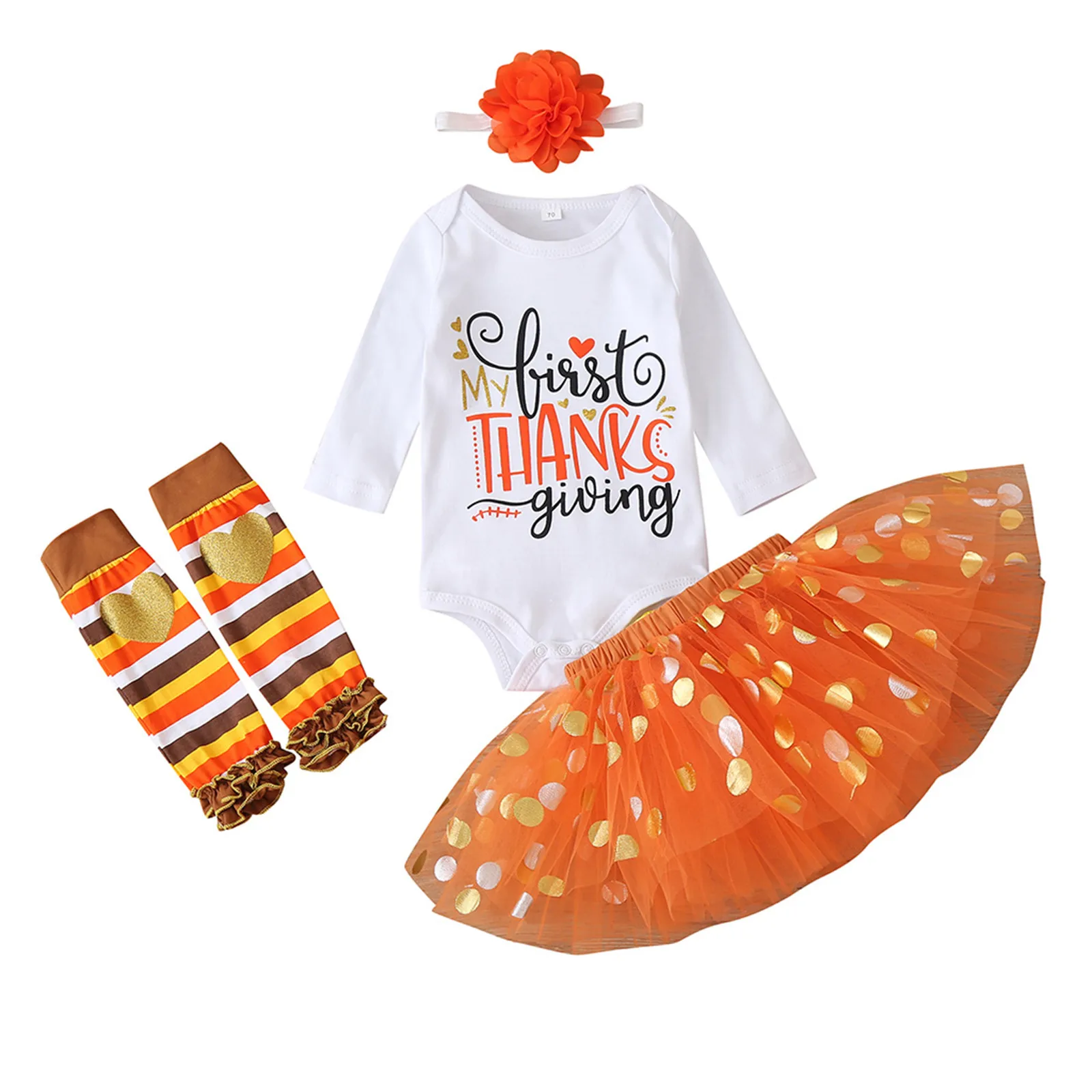 

Baby Girls Halloween Romper+Tutu Skirts+Headband+Leg Warmer Outfits Set Casual Baby Girls Boys Clothing Sets Children Suits New