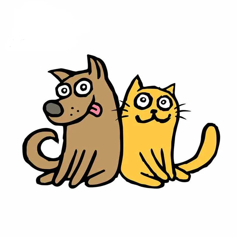 

13cm X 8.9cm For Cat And Dog Snuggle Together Sticker Decal Occlusion Scratch Pull Flower Suitable For VAN RV