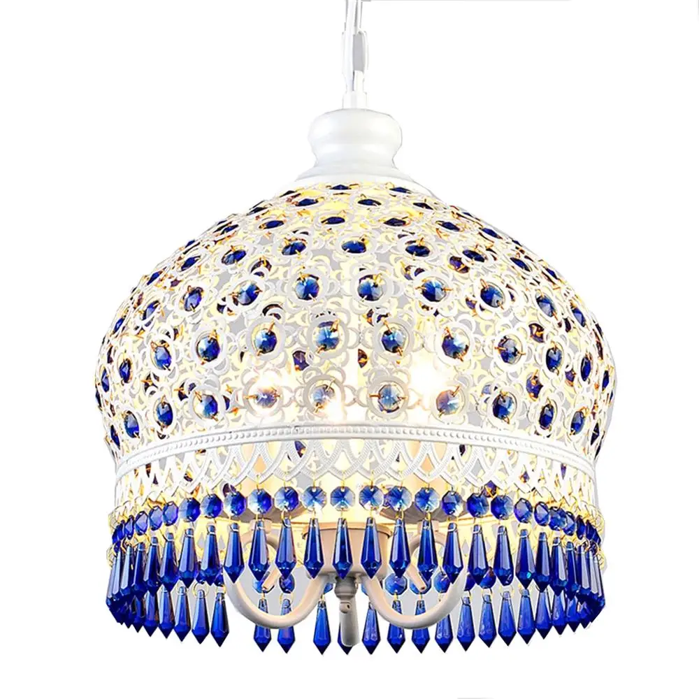 Богемный средиземноморский синий хрустальный потолочный светильник Подвесная