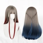 2 цвета, градиентные, серые, розовые, синие искусственные челки для косплея в стиле Харадзюку, волшебные длинные, прямые, милые челки с бахромой для взрослых и девочек
