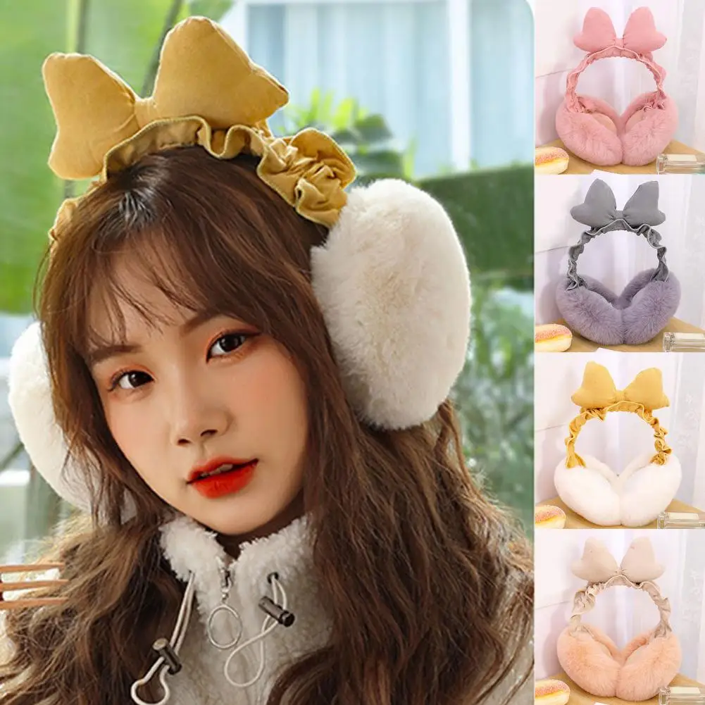 Отличные зимние наушники гибкие однотонные плюшевые для девушек |