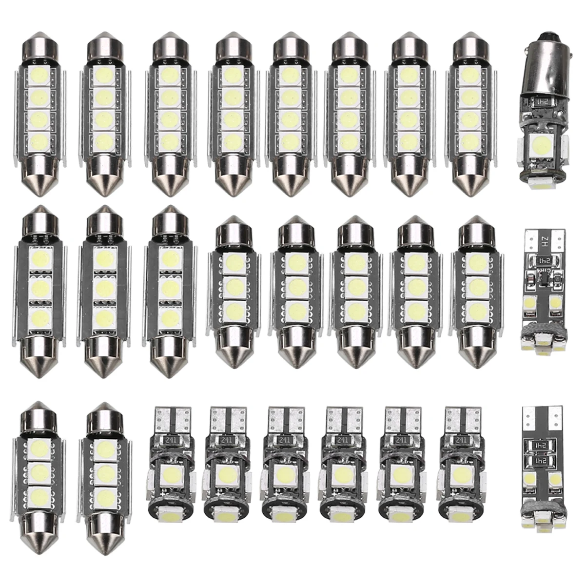 

27pcs Car Interior White LED Light Mini Bulbs Kit 6000K Auto Accessories For Mercedes Benz E class W211 02-08