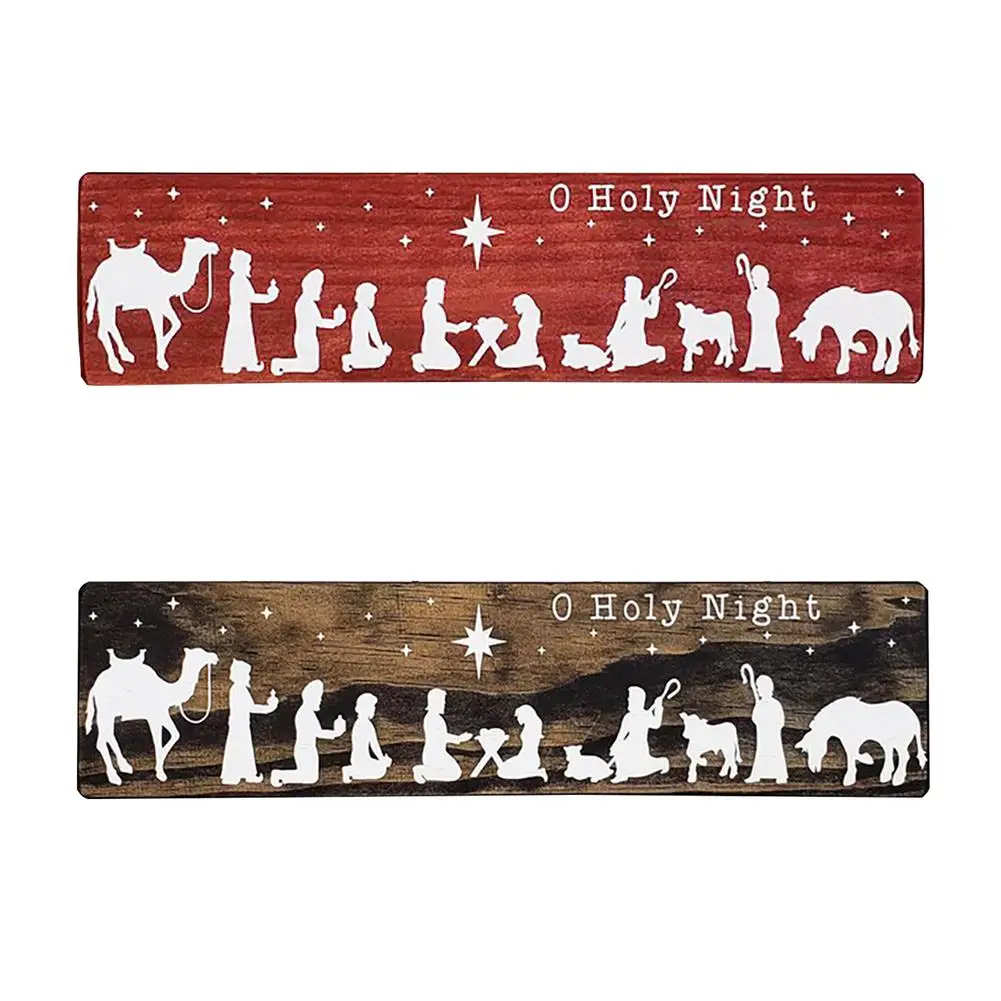

Wooden Christmas Decor Nativity Scene Table Ornament Religious Christmas Signs Handmade Natural Holiday Decor For Home Living