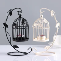 romantic wrought iron vintage candle holders leaf bird cages candlesticks decorative lantern home decoration atmosphere prop