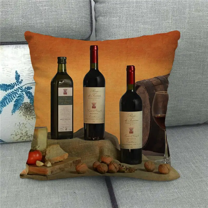 Оптовая продажа наволочка винтажная бутылка красного вина искусственная