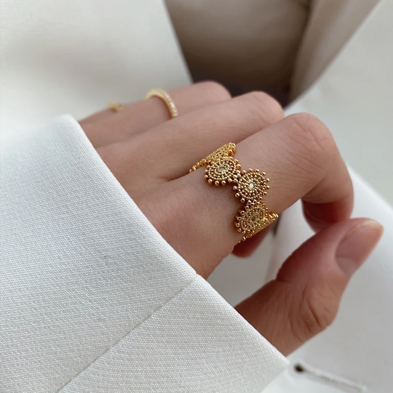 GHIDBK горячая Распродажа барокко циркон кольца с ромашками для девочек 2020 Мода