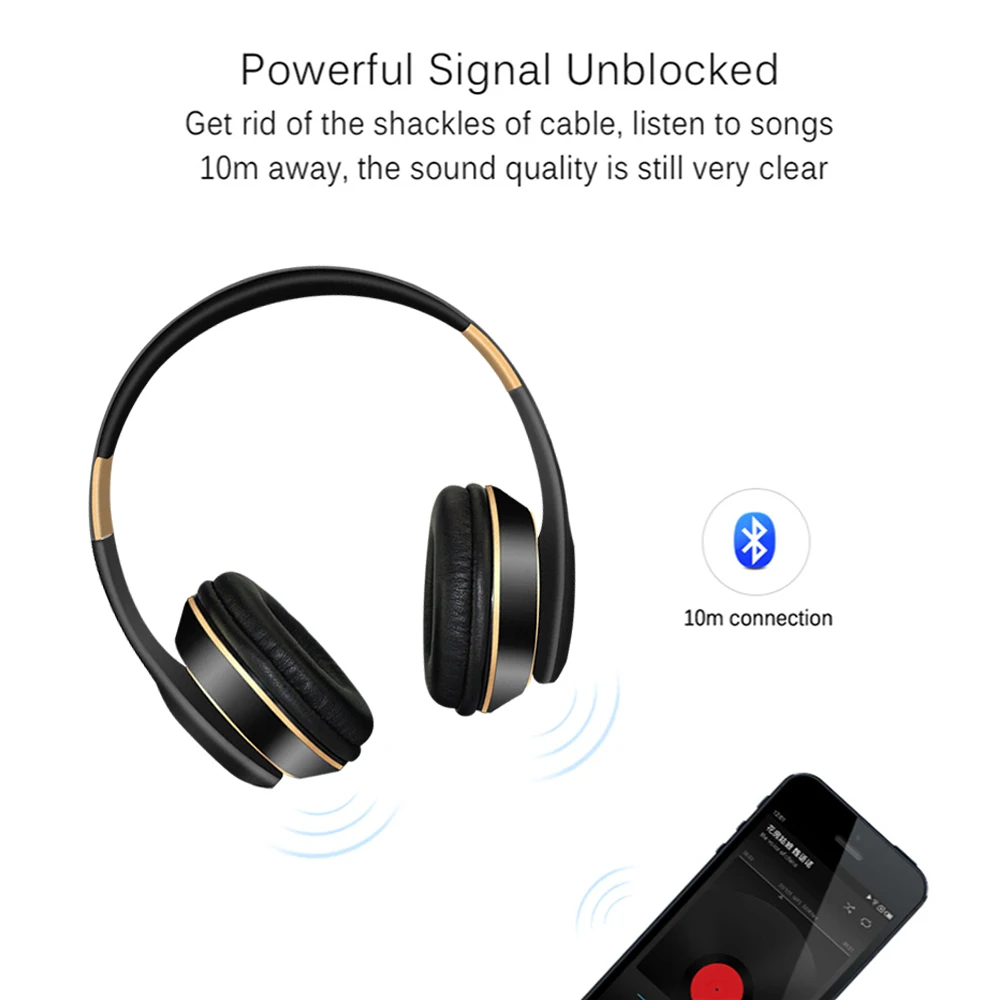 

Bluetooth Headphone 5.0 3D Stereo Wireless Headphones with Mic Foldable Headset Wireless Earphone Support TF card