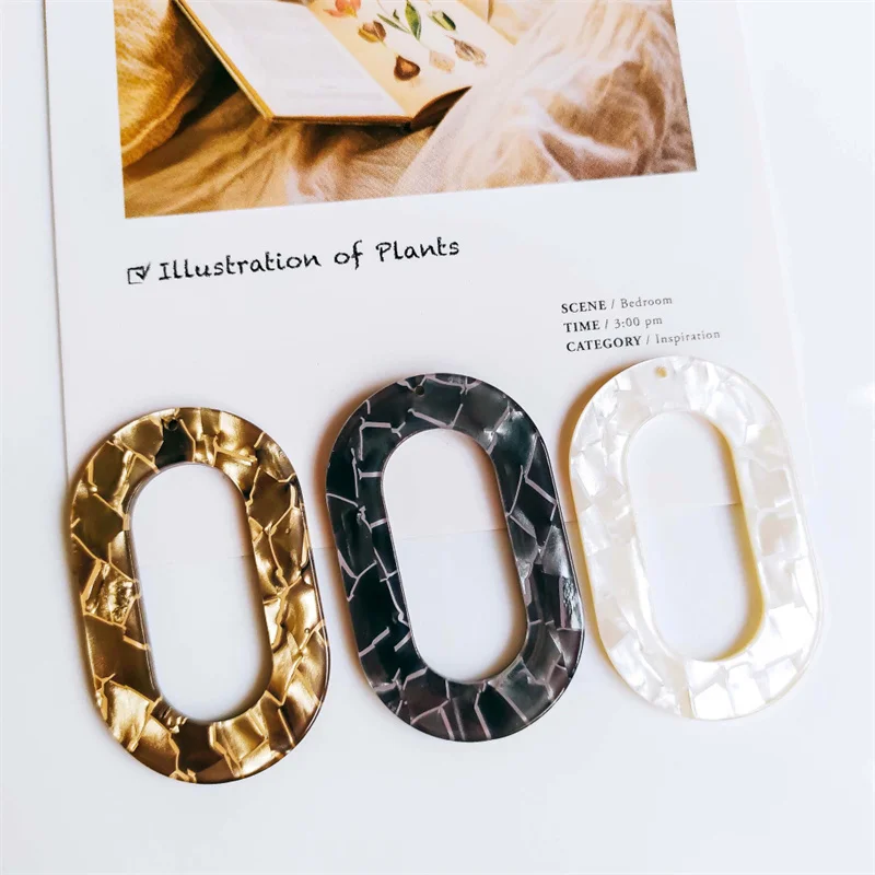 

6PC Marble Oval Acetate Pendat Accessories Hand Made Earrings Making Connectors DIY Pendant Jewelry Findings & Components Charms